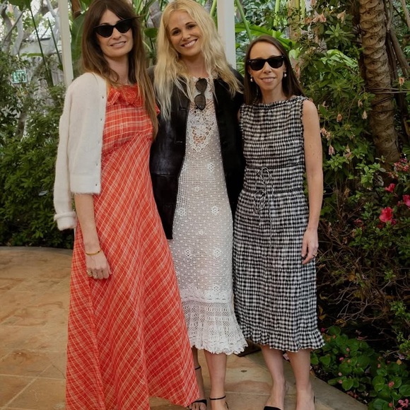 NWT Doen Nevara Cotton Rosette Short Sleeve Midi Maxi Dress Sylvie Plaid Red - Picture 9 of 12